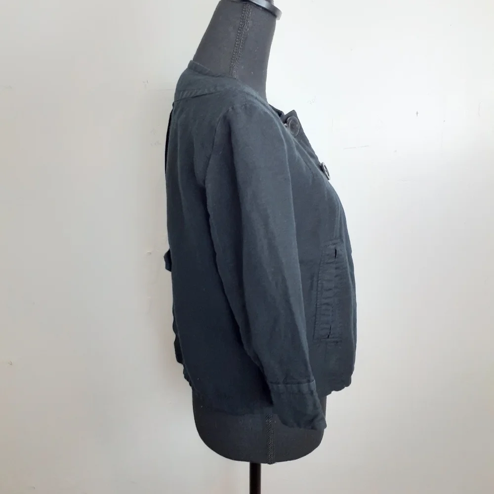 Larry Levine Linen Blend Jacket 3/4 Sleeves Cropped Shacket Blazer SOLD ON EB - Picture 2 of 8